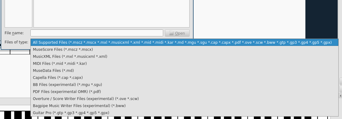 Importing files into MuseScore